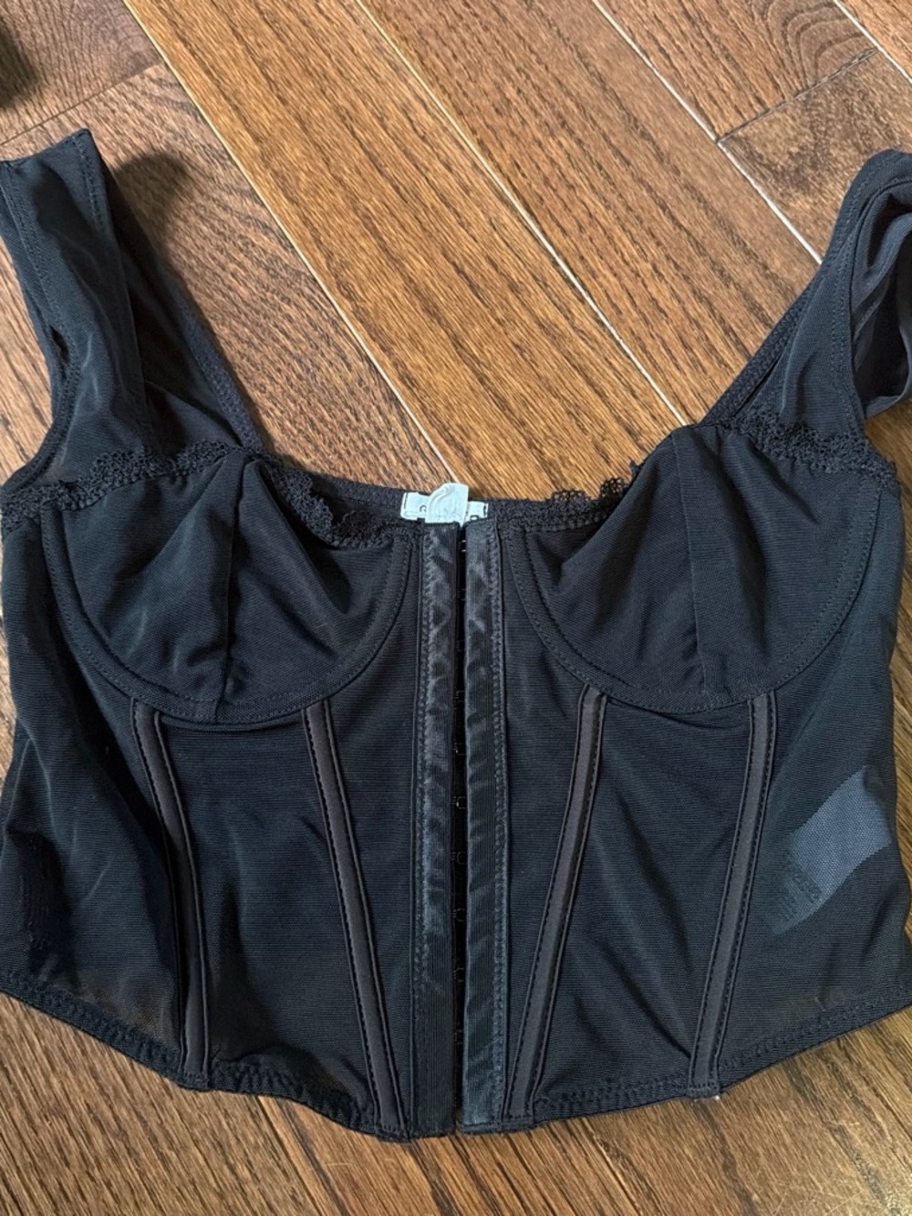 Garage Black Longline Bustier Crop Top